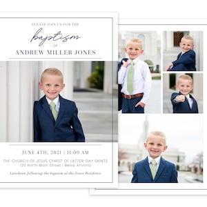 LDS Baptism Invitation Boy | Baptism Announcement | LDS Baptism Invitation | Boy Baptism Invitations  | Editable Template | Photoshop