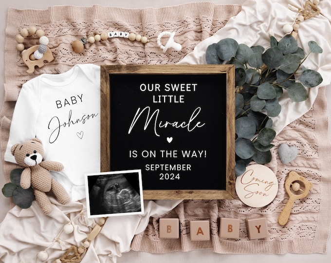 Miracle Baby Pregnancy Announcement Digital - Baby Announcement - Rainbow Baby - Gender Neutral - Digital Instant Download