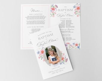 LDS Baptism Program Template: Floral Girl Design (Digital Download)