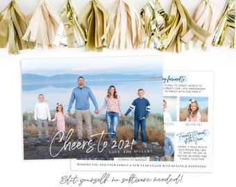 2023 New Year's Card Template | Year In Review | Cheers to 2022 | New Year Photo Card | Holiday New Years Card  | Corjl