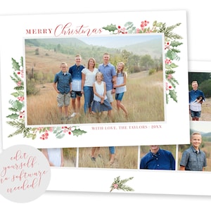 Modèle de carte de Noël | Cartes de Noël | Carte de Noël photo | Carte de Noël modifiable | Modèle de carte de Noël 5x7 | Corjl