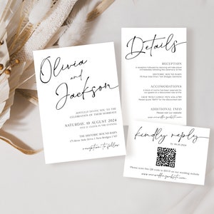 Minimalist Wedding Invitation Template | Modern Wedding Invite | Boho Wedding Invitation | Photo Wedding Invitation Set | Editable Template