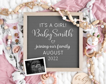 Digital Pregnancy Announcement | Baby Announcement for Social Media | Girl Gender Reveal | Instant Download  | Editable in Corjl