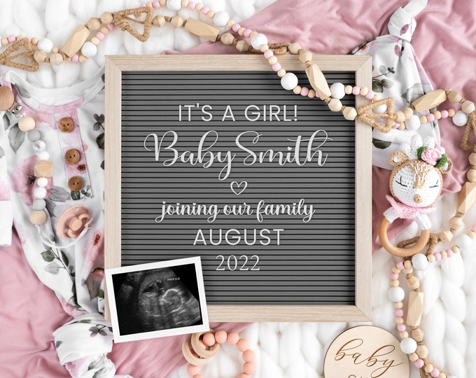 Digital Pregnancy Announcement | Baby Announcement for Social Media | Girl Gender Reveal | Instant Download  | Editable in Corjl