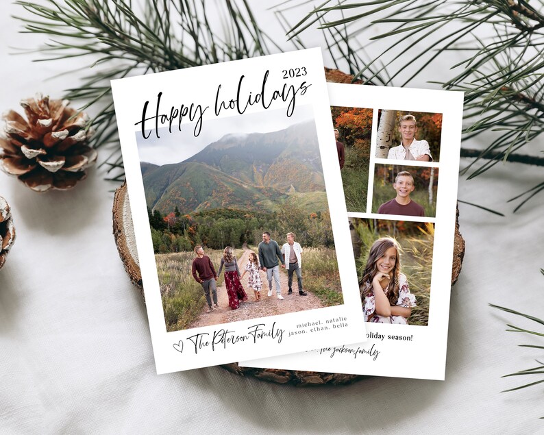 Minimalistische fotokaartsjabloon: eenvoudige familiekerstkaart (direct downloaden) afbeelding 10
