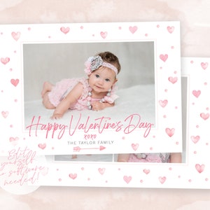 Valentinstag Karten Vorlage | Valentinstag DIY Vorlage | Valentinstag Foto Karte | Sofort Download | Aquarell Herzen Karte