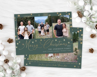 Stars Christmas Photo Card Template: Editable Holiday Card (Digital)