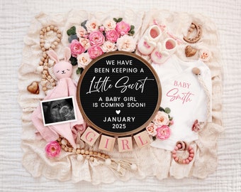 Digital Pregnancy Announcement Baby Girl Pregnancy Girl Announcement Baby Girl Pregnancy Gender Reveal It's a Girl Announcement