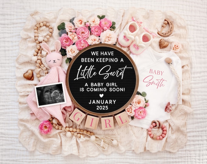 Digital Pregnancy Announcement Baby Girl Pregnancy Girl Announcement Baby Girl Pregnancy Gender Reveal It's a Girl Announcement