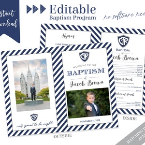 LDS Baptism Program | Baptism Program Boy | LDS Baptism Program | Baptism Program Template | LDS Baptism | Boy Baptism Program | Corjl