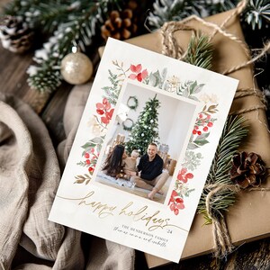 Christmas Card Template - Editable Holiday Photo Card - Printable Digital Download - Boho image 7