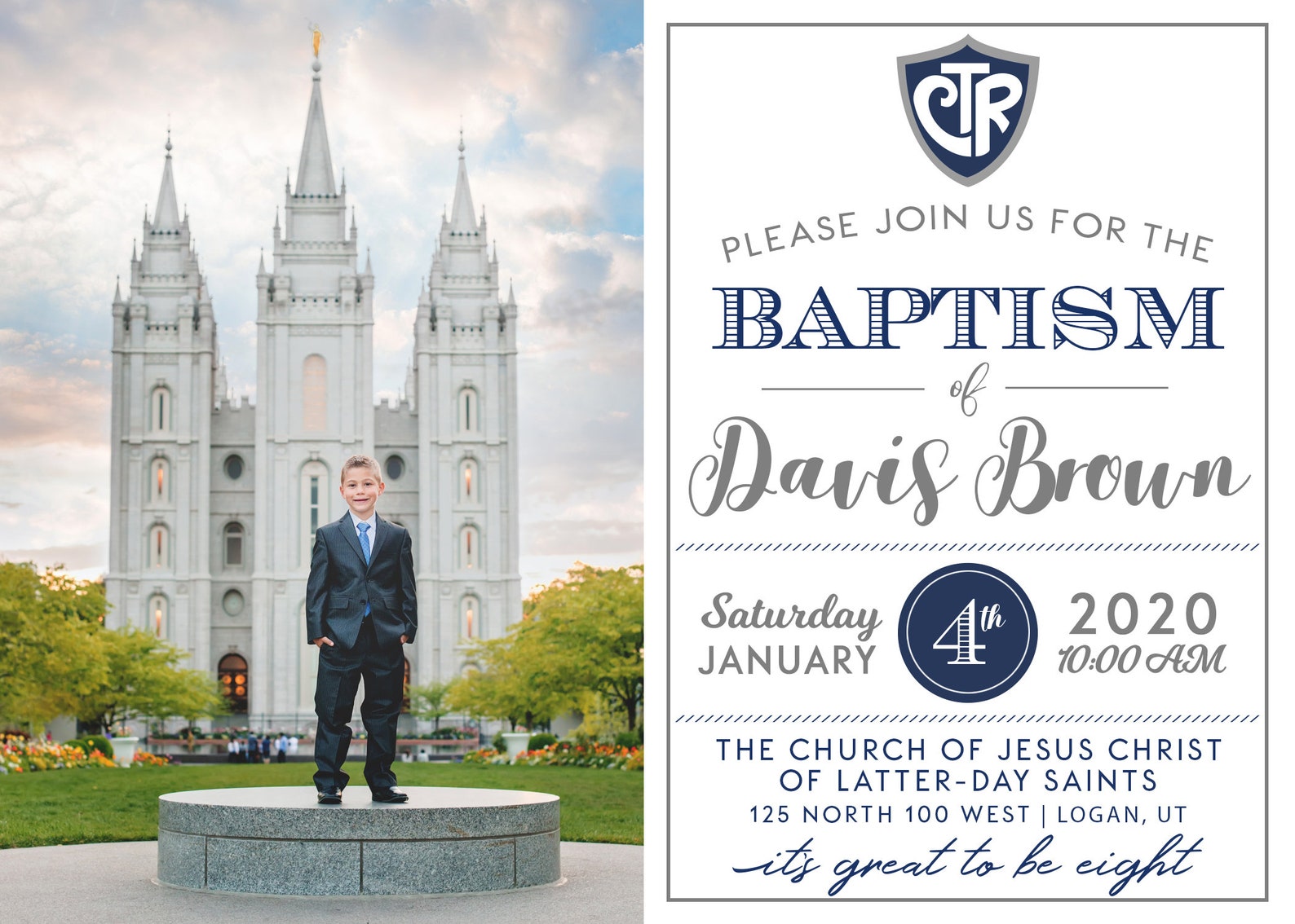 Customizable LDS Boy Baptism Invitation Add Your Own Photos Etsy