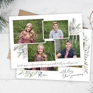 Floral Christmas Card Template: Editable Holiday Photo Card (Digital) image 2