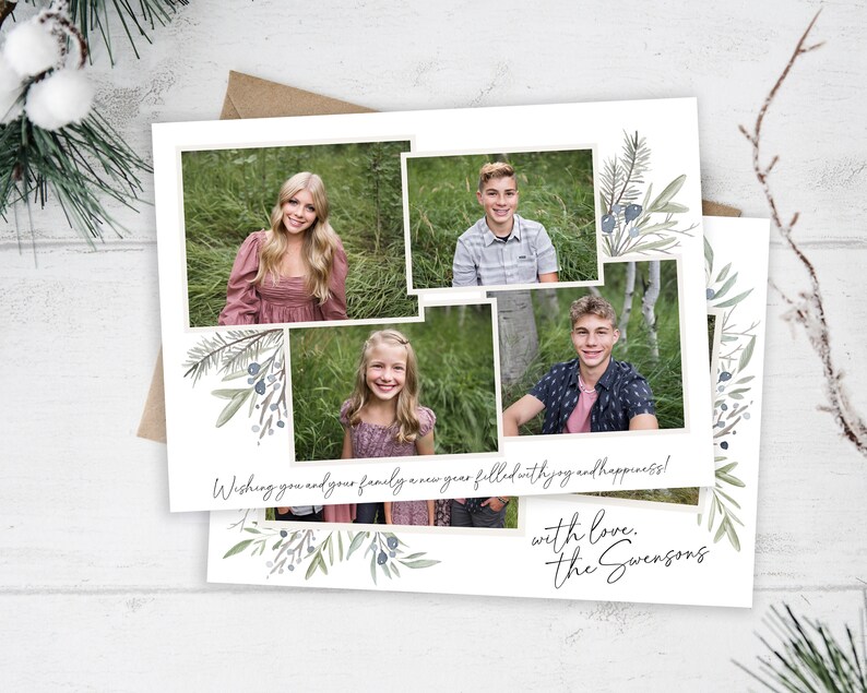 Floral Christmas Card Template: Editable Holiday Photo Card (Digital) image 2