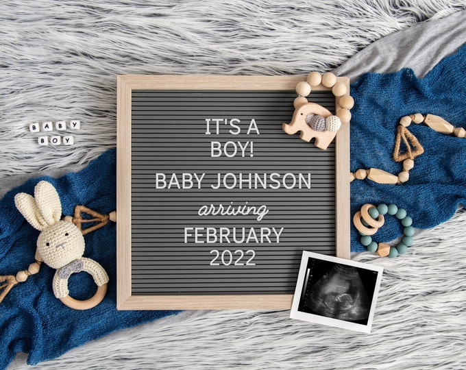 It's a Boy Digital Pregnancy Announcement | Digital Baby Announcement | Baby Boy Gender Reveal | Instagram and Facebook | Edit in Corjl