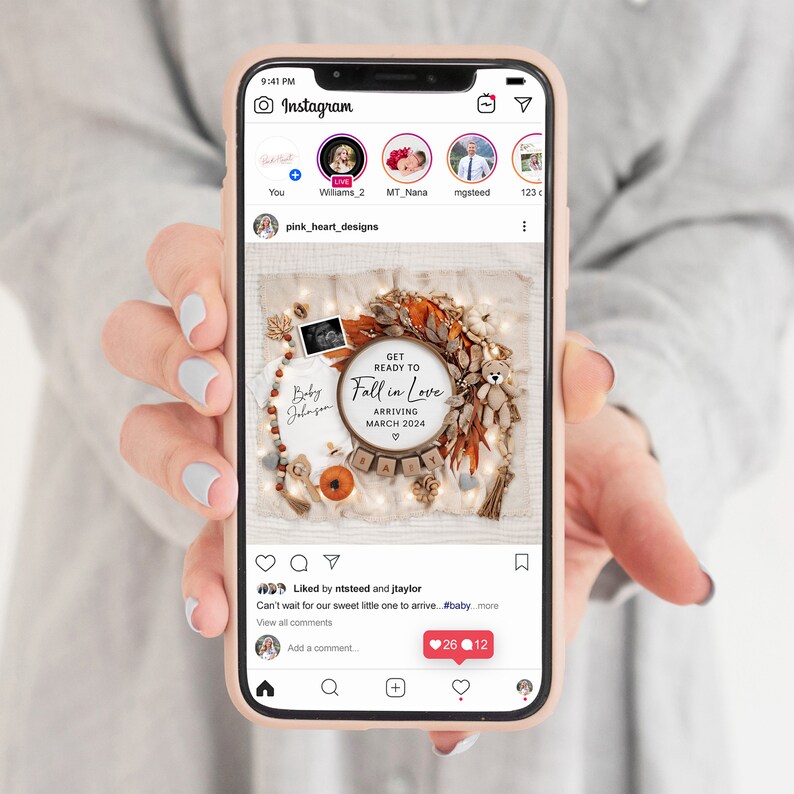 Fall Pregnancy Announcement: Neutral Social Media Template (With Sonogram) image 9