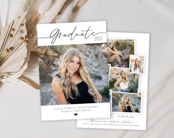 Graduation Announcement 2024, Senior Announcement Card, Minimalist Graduation, Graduation Party Invitation, Multiple Photo Invite, Editable