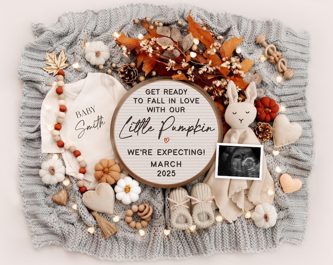 Fall Pregnancy Announcement Digital Baby Announcement Autumn Gender Neutral Baby Reveal Modern Girl Gender Reveal Boy Social Media