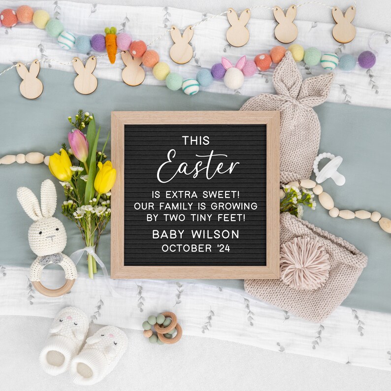 Easter Pregnancy Announcement: Bunny Editable Template (Digital) image 7