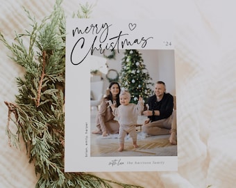 Family Photo Christmas Card Template: Modern Boho (Digital Download)