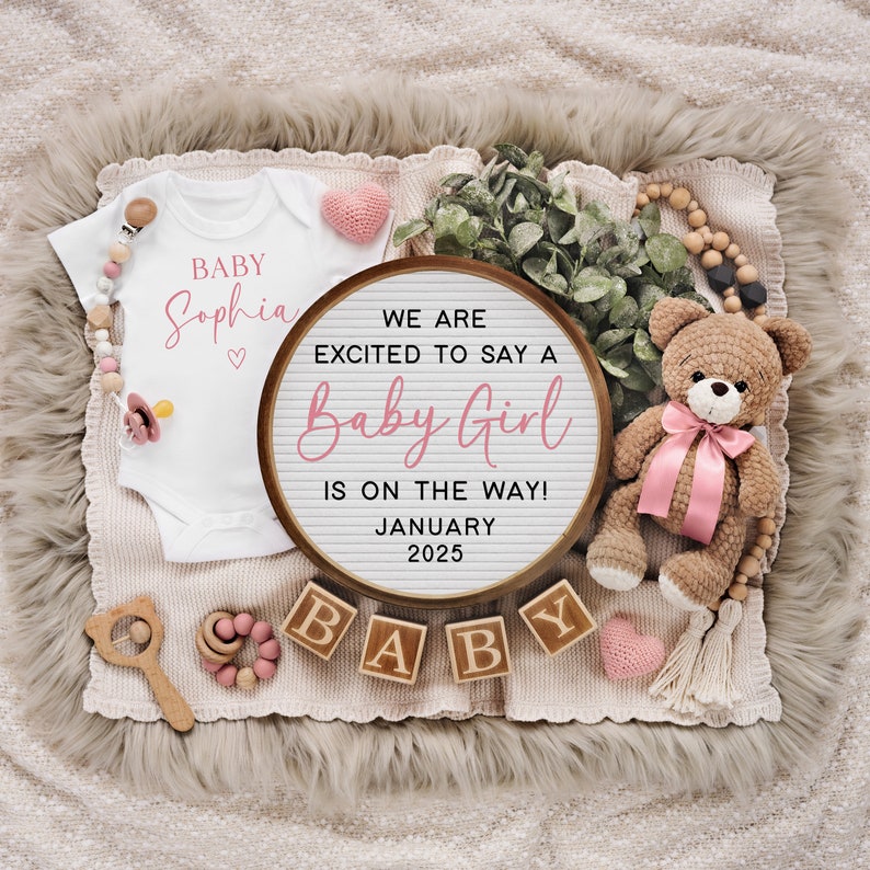 Baby Girl Pregnancy Announcement: Editable Social Media Template (Digital Download) image 7