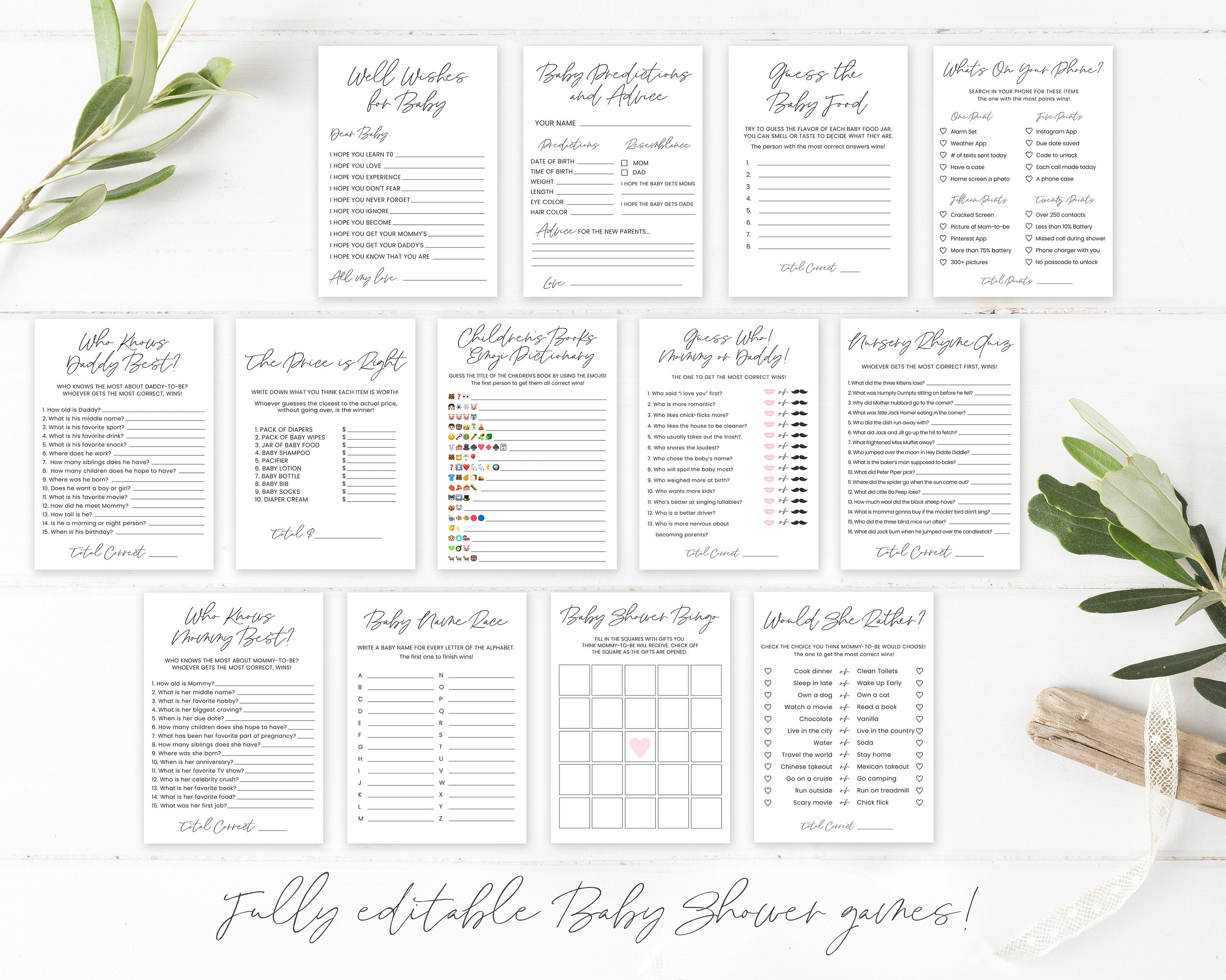 Free Printable Baby Shower Games - Download Instantly!