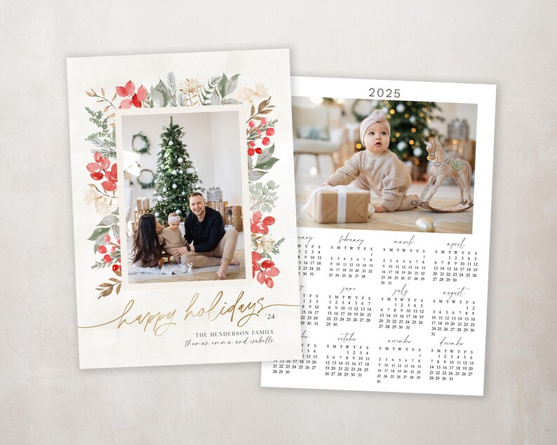 Christmas Card Template - Editable Holiday Photo Card - Printable Digital Download - Boho image 4
