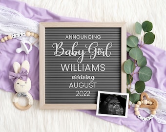 Girl Pregnancy Announcement: Editable Letter Board, Social Media (Digital Download)