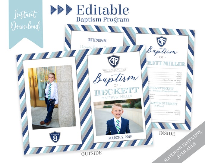 LDS Baptism Program | Baptism Program Boy | LDS Baptism Program | Baptism Program Template | LDS Baptism | Boy Baptism Program | Corjl