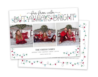 Funny Family Christmas Card Template: 'All is Bright' Photoshop (Digital Download)