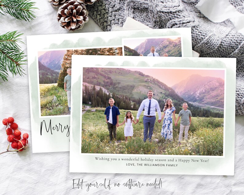 Modèle de carte collage joyeux Noël : photo de famille (téléchargement numérique) image 3
