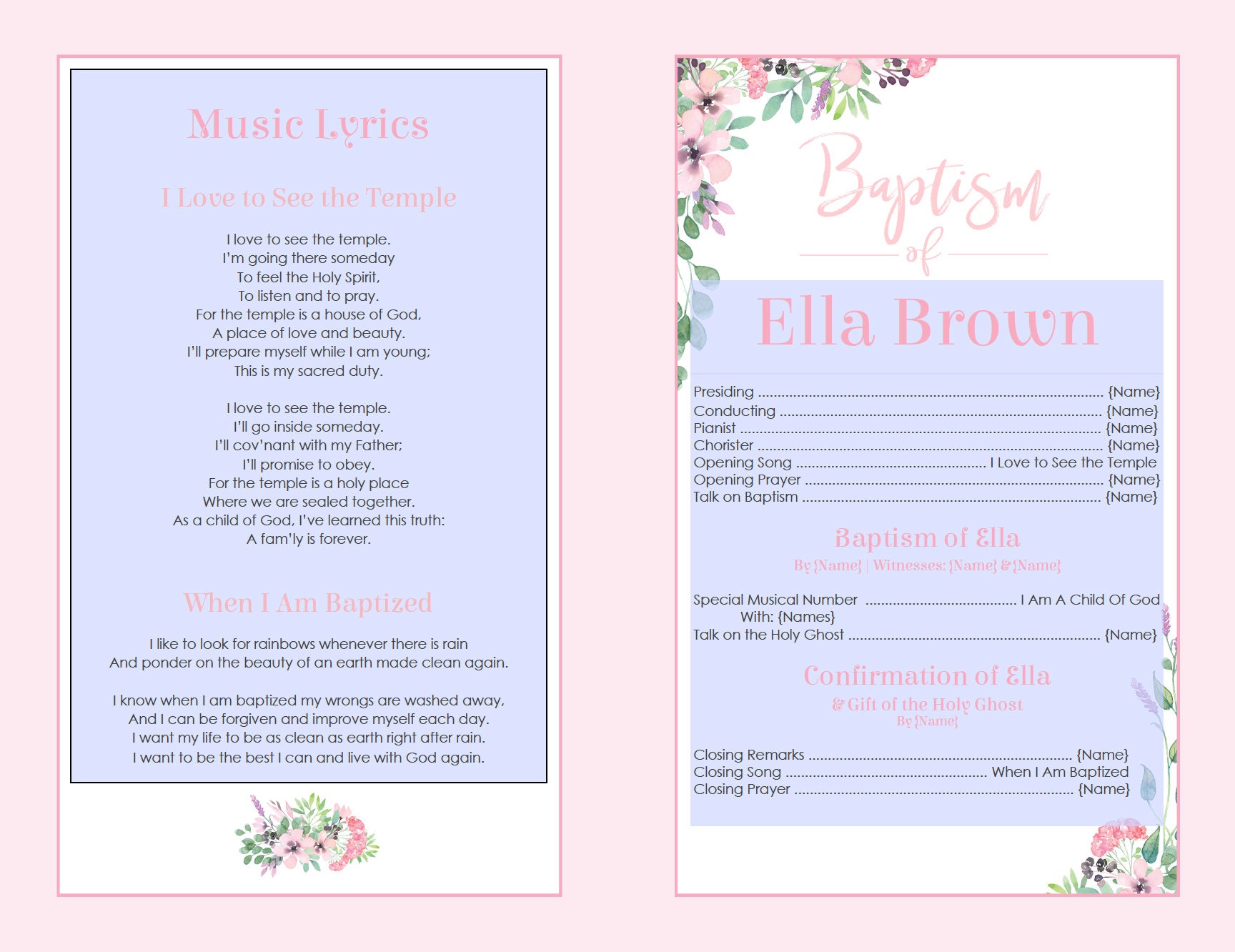 Free Lds Baptism Program Template