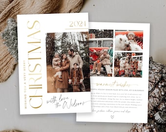 Minimalist Christmas Photo Card Template: Modern Holiday Design (Digital Download)