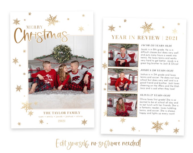 Christmas Card Template | Christmas Cards Template 5x7 | Photo Christmas Card | Editable Christmas Card | Holiday Card Templates | Corjl