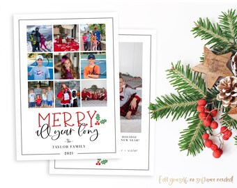 Christmas Card Template | Christmas Cards Template | Wonderful Time | Holiday Card Template | Editable Christmas Card | Digital | Corjl