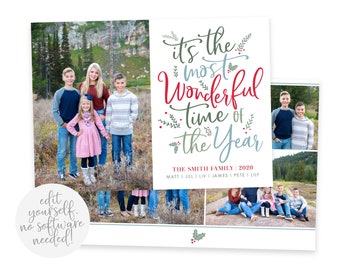 Christmas Card Template | Christmas Cards Template 5x7 | Photo Christmas Card | Editable Christmas Card | Holiday Card Templates | Corjl