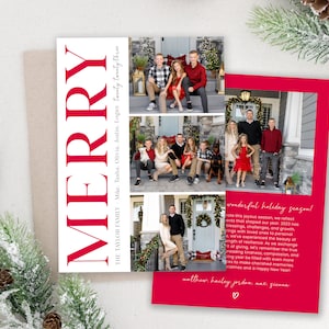 写真付きクリスマスカードテンプレート：メリーホリデーカード、編集可能 5x7 (デジタル)