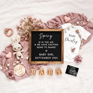 Spring It's a Girl Pregnancy Announcement: Editable Social Media Template (Digital Download) image 1