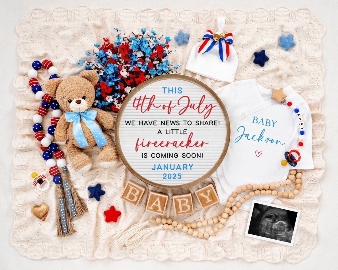4th of July Pregnancy Announcement Digital July 4th Baby Announcement ...