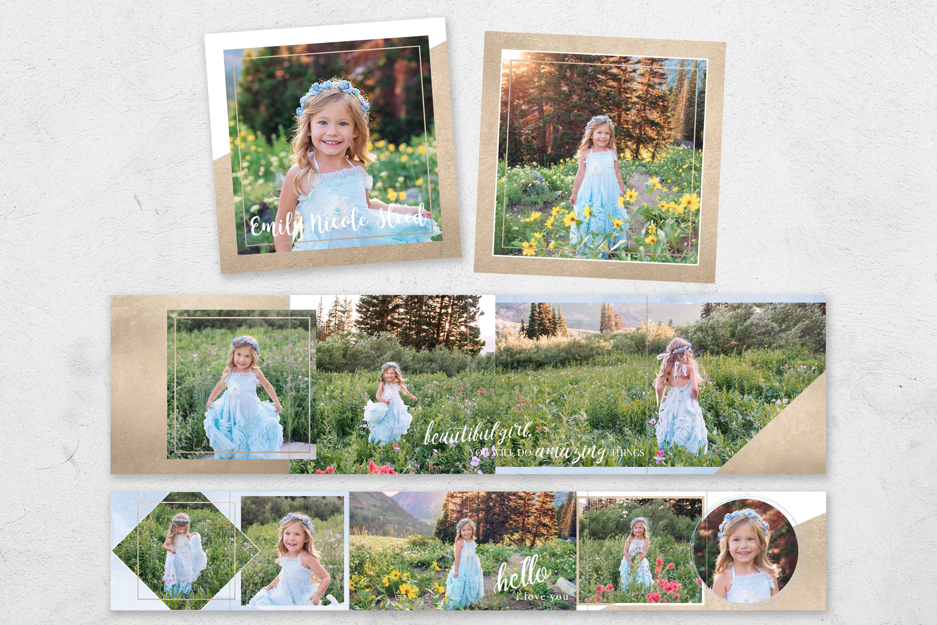 3x3 Mini Accordion Album Template INSTANT DOWNLOAD Newborn album template for photographers MA003