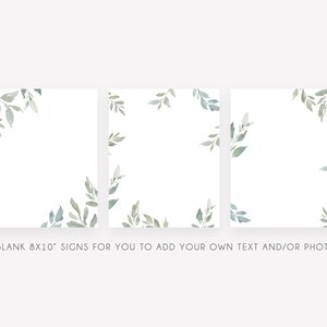 Puede incluir: Tres carteles en blanco de 8x10 pulgadas con un dise&ntilde;o de acuarela de hojas verdes. Los carteles son perfectos para agregar su propio texto y fotos.