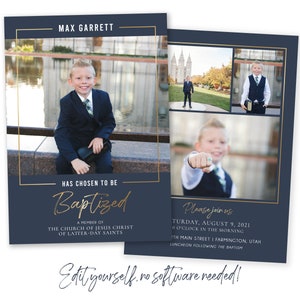 LDS Baptism Invitation Boy - Boy Baptism Invite – DIY Baptism Invitation Template - LDS Baptism Announcement - Editable Baptism Printable