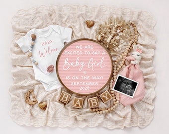 Girl Pregnancy Announcement: Boho Social Media Template (Digital Download)