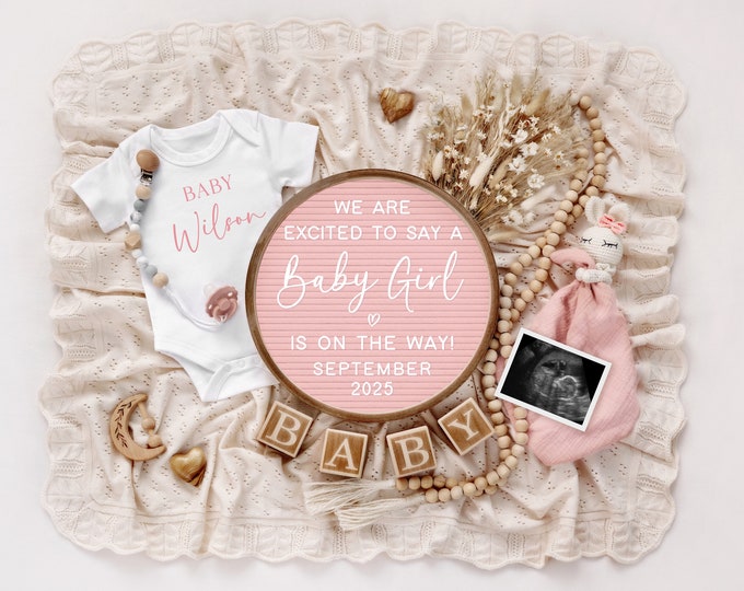 Girl Pregnancy Announcement, Digital Pregnancy, It's a Girl Template for Social Media Instagram Facebook,  Baby Girl Gender Reveal Sonogram