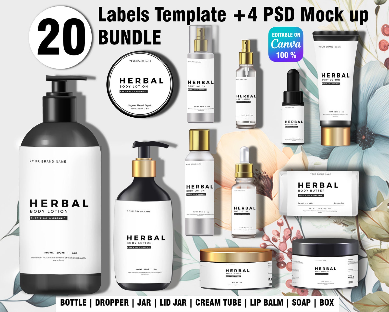 Editable Body Product Labels, DIY Cosmetic Labels, Editable Bundle ...