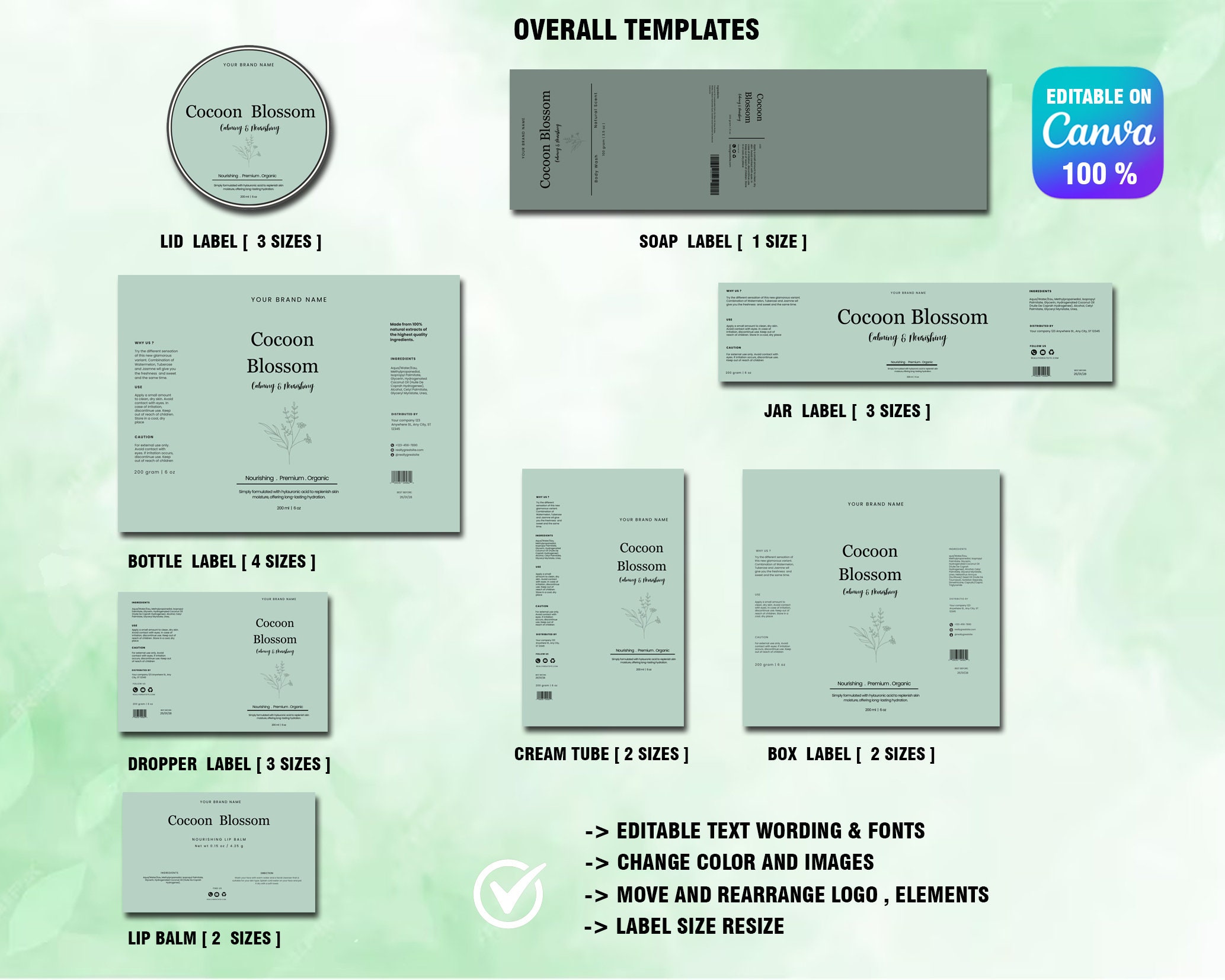 Editable Body Product Labels, DIY Cosmetic Labels, Editable Bundle ...