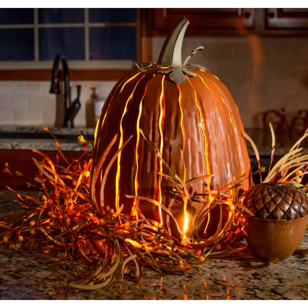 Tall Orange Pumpkin Decor Fall Yard Decor Fall Front Porch Etsy