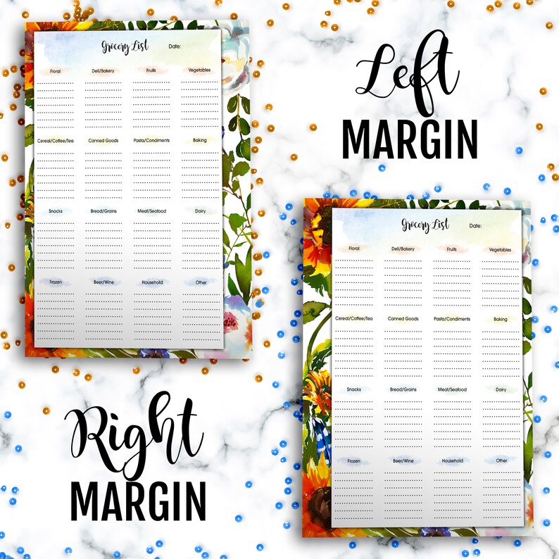 Letter A5 Half Size Printable Grocery List Flax and Sunflower