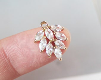 Clear Micro Pave charm CZ Clear Cubic Zirconia charms in goldrose goldsilver colour 45x38mm 1pc Fancy CZ on disc pendantfocal