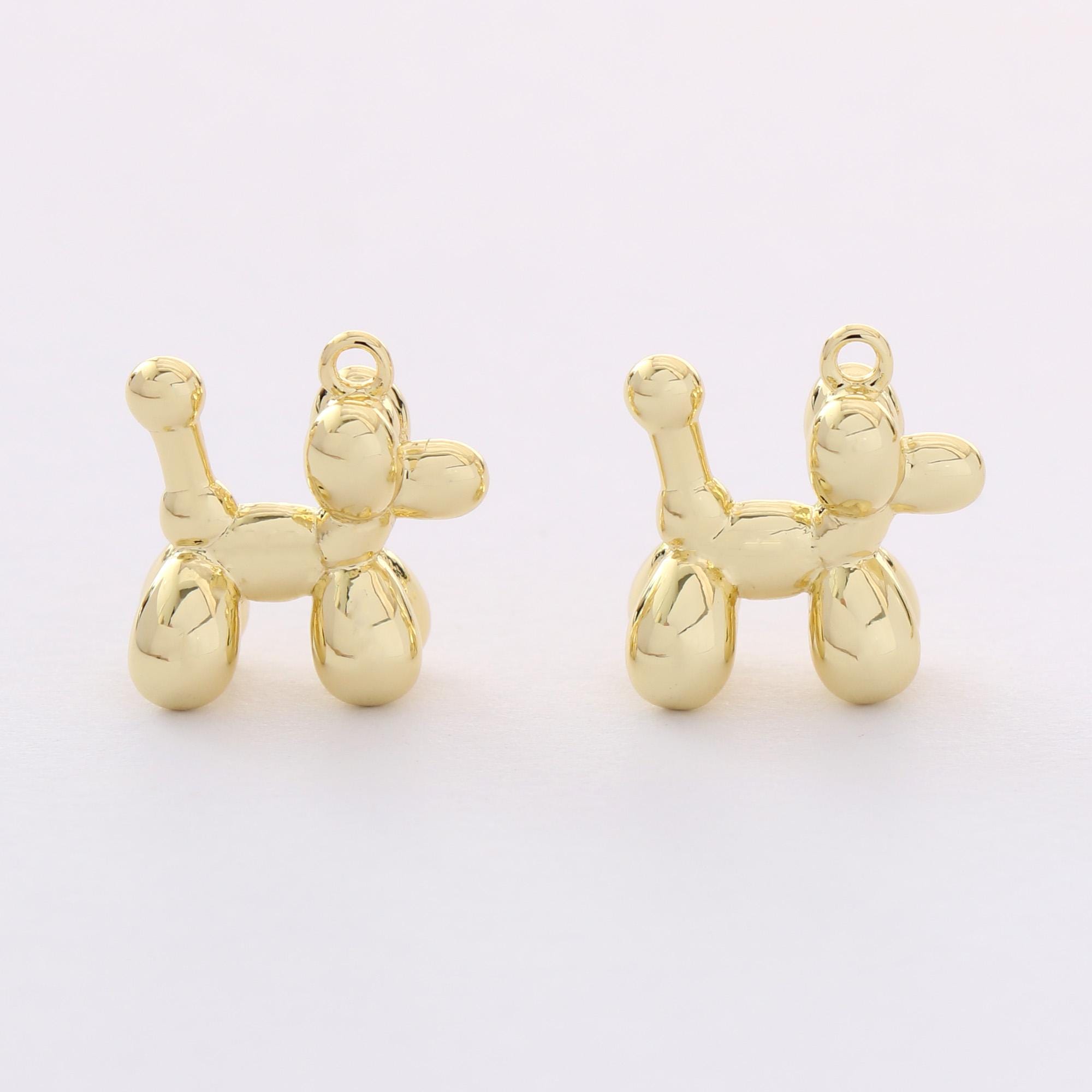 Shiny Gold 3D Dog Charm, Silhouette Dog, Walking Dog Charm,Animal Charm, Dog Drop,Jewelry Making